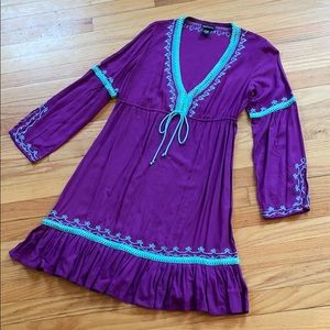 Long sleeve light summer dress.